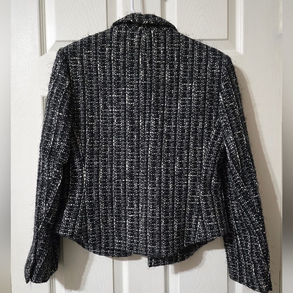 NWT Nicola Made in Italy Black & White Tweed Blazer/Jacket w/ Metallic Threading - Picture 4 of 16
